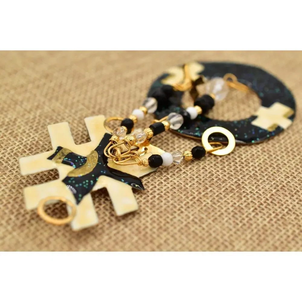 Lunch at The Ritz Vintage Tic Tac Toe Brooch XO Dangle Rare Signed 1980s BinBK